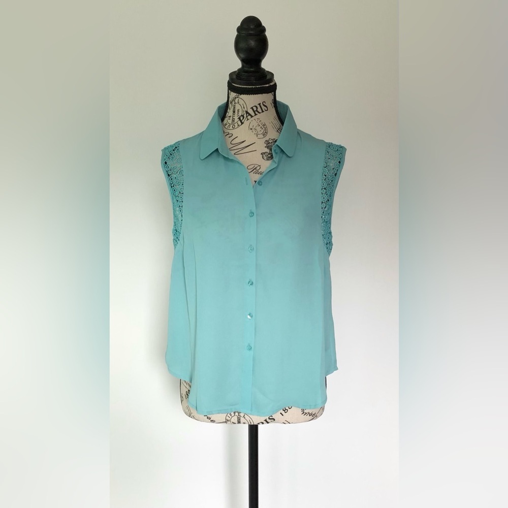 Mya Fashion blouse medium turquoise sleeveless